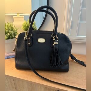Michael Kors Black Sandrine Tassle  Leather Satchel